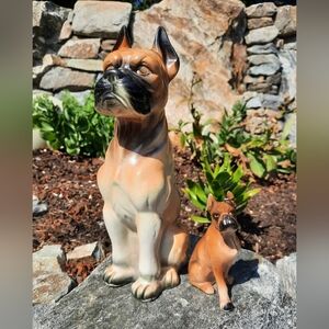 Large MCM porcelain Boxer dog made in Japan